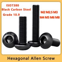 M2M2.5M3M4M5M6M8 Vite a brugola con esagono incassato Grado 10.9 Nero Acciaio al carbonio FAI DA TE Moto Carenatura Bulloni ISO7380 Viti a testa tonda