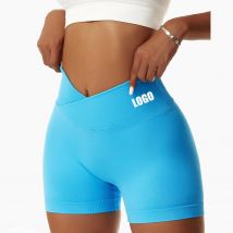 Maßge schneiderte Logo Frauen Pfirsich Hip Lift Yoga Shorts elastische hohe Taille Laufen Fitness dünne nahtlose Sports horts