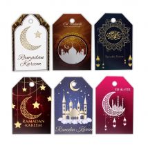 48 Stück Eid Mubarak Papier Tag Mond Tempel gedruckt Kraft Etiketten für Ramadan Kareem muslimischen islamischen Dekor DIY Geschenke Verpackung Versorgung