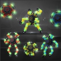 4 szt. Fidget Spinners świecące w ciemności żyroskop na czubku palca DIY odkształcalny robot śmieszne zabawki sensoryczne dekompresyjny Spinner upominki na przyjęcie