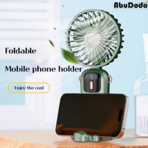 JKUOO Tragbarer Ventilator, 4200 mAh batteriebetriebener Ventilator, 5 Geschwindigkeiten und Digitalanzeige, 180 °     Faltbarer Make-up-Fächer für Frauen mit Sockel