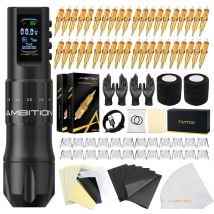 Ambition C2 Kit Wireless Tattoo Machine Pen 7 Adjustable Stroke Coreless Motor 1600mAh Battery Makeup Microplasty Pen For Tattoo