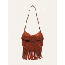 Damen-Böhmen-Handtasche aus Wildlederimitat, mit Perlen besetzt, ausgehöhlt, abnehmbare Quasten, Knopfverschluss, gefaltete Vintage-Handtasche