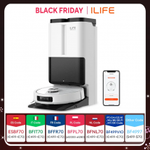 ILIFE T60s Robot aspirapolvere con stazione autufficiente per l'essiccazione ad aria calda, la raccolta dei capelli, lavaggio automatico, AI e LDS, sollevamento automatico del mop