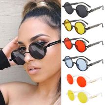 Mode Steampunk Sonnenbrille Frauen Männer Runde Rahmen Vintage Klassische Bunte Sonne Brillen Männer Frauen Persönlichkeit Angeln Gläser
