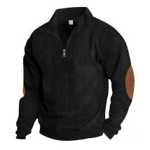 Frühling Herbst Herren Casual Sweatshirt Halber Reißverschluss V-Ausschnitt Pullover Langarm Sweatshirt Cord Trend Lose Mantel Herren Tops