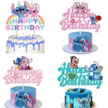 Lilo Stitch Decorazione torta Anime Bluey Cake Topper Card Forniture per feste di compleanno per bambini Regalo di bandiera di compleanno per bambini