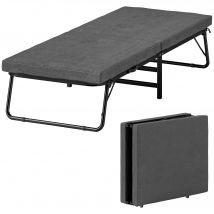 HOMCOM Cama Plegable 70x180 cm con Colchón de Espuma y Ruedas Gris
