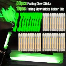 40 pezzi/set bastoncini luminosi per pesca notturna con accessori, 30 bastoncini luminosi e kit di clip luminosi da 10 pezzi