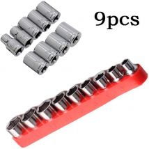 9pcs 1/4 pollici Drive bussole esagonali in acciaio al carbonio strumenti di riparazione utensili manuali accessori strumento di rimozione del dado per trapano elettrico a cricchetto chiave