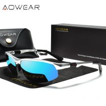 AOWEAR Luxus Qualität Randlose Spiegel Sonnenbrille Männer Polarisierte Sport Im Freien Sonnenbrille Retro UV400 Anti-glare Fahren Sonnenbrille