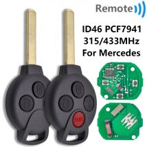Great ID46 PCF7941 315/433MHz KR55WK45144 Car Remote Control Key For Mercedes Benz Smart Fortwo 451 2007-2013
