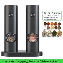 Automatic Pepper Grinder Set Salt And Pepper Mill Spice Shaker Battery Powered Adjustable Coarseness Mill With Base LED Light