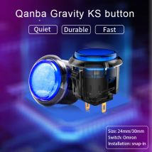 QANBA Gravity KS Arcade pulsanti Alberi meccanici Pulsante silenzioso 30mm 24mm Snap-In Arcade bastoncini Parti fai da te