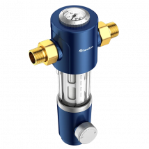 WHEELTON Whole House Water Filter Spin Down Sediment System Pre-Filter Auto-Rotated Flush Double-sided Scraper 1/2"&3/4"&1“