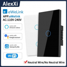 EWelink US WiFi Smart Wandschalter 1/2/3/4 Gang Kein Neutralleiter Touch Sensor LED Lichtschalter Smart Home Alexa Google Home