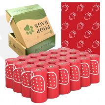 Photodegradable and thickened dog feces bag with strawberry fragrance and a leak proof pet feces bag dispenser
