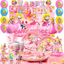 Cartoon-Geburtstagsparty-Zubehör, 122 Stück Cartoon-Party-Dekorationen und Geschirr-Set – Cartoon-Party-Teller und Servietten, Tassen, Ballon usw