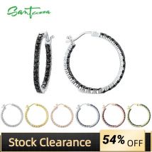 SANTUZZA-pendientes de aro de Plata de Ley 925 para mujer, joyería fina de estilo Simple con rubí, color blanco/azul, espinela negra/verde, creado en laboratorio