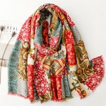 Bedruckter Schal im böhmischen Stil, 100 % Viskose, atmungsaktiver und warmer dekorativer Strandschal mit Quasten, nicht dehnbare, gewebte Ethno-Tücher
