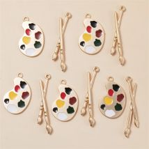Trend ige 10 teile/paket Spaß bunte Zeichenbrett Pinsel Charms Emaille Anhänger für Schlüssel bund Halskette DIY Schmuck machen Ornament