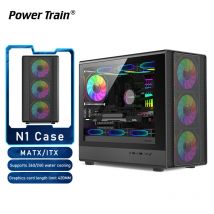 Power Train N1 MATX ITX Gehäuse, Glasseite, transparent, Host-Shell, Desktop-Computer, 360-Grad-Wassergekühlte Mesh-Belüftung, PC-Gehäuse