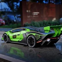 1:32 SCV12 Sportwagen Hochdetailliertes Druckguss-Metallmodell mit Licht und Sound, Rückziehfunktion, Sammlerstück, Kinderspielzeug, Geschenk