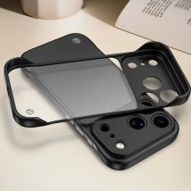 Ultradünne, rahmenlose, matte Handyhülle für iPhone 17 16 15 Plus 14 13 12 Pro Max, durchscheinender harter PC-Schutz mit Ringabdeckung