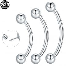 1Pc/5Pcs Titanium Threadless Push in Balls Curved Barbell Banana Piercing Eyebrow Ring Lip Ring Snug Daith Helix Rook Earring