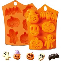 Halloween-Formen, antihaftbeschichtet, Silikon, Kürbisform, Totenkopf, Fledermaus, Geisterform, Schokolade, Süßigkeitenform, Backen, Kuchen, Pudding, Kekse, Cupcakes