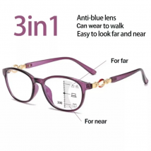 FG nowe 3 w 1 progresywne wieloogniskowe okulary do czytania kobiety anty-niebieskie okulary łatwe