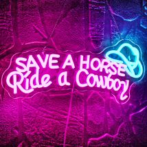 Speichern Sie eine Pferde fahrt ein Cowboy Leucht reklame dimmbare Neonlichter LED Leucht reklame für Schlafzimmer Home Bar Club Hotel Party Wand dekoration USB