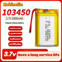 1-10pcs 3.7V 2000mAh 103450 Rechargeable Polymer Batteries Lipo Li-Po for Toy Power Bank GPS Laptop Camping Lights Diy