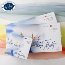 Russisches White Nights Professionelles Aquarellfarben-Set mit Extra Feinen Künstlerpigmenten, Leuchtende Lichtbeständige Farben in Robuster Box