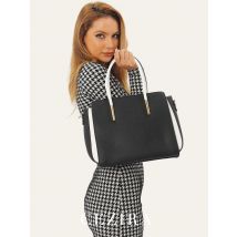 4 Stück Tasche setzt schicke schwarz & weiß pu vegane Leder Patchwork Frauen Tasche Cross Body quadratische Handtasche Klappe Umschlag Geldbörse Karten halter