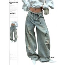 2025 Herbst Winter Damen zerrissene Denim-Hosen Y2K Männer breite Passform Baggy Jean japanische Harajuku Jean Punk Tide Mom Jeans Freund
