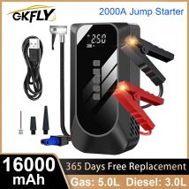 GKFLY 4 en 1 arrancador de batería de coche banco de energía compresor de aire portátil bomba infladora estación de energía 2000A arrancador de batería refuerzo automático