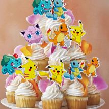 Pokemon Kuchen Topper Anime Figur Pikachu Party Alles Gute zum Geburtstag Pokemon Cupcake Dekor Baby Dusche Backen DIY Liefert Kinder Gefälligkeiten