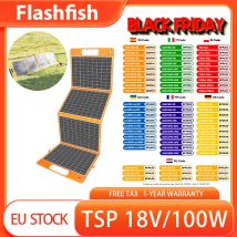 Flashfish TSP 18V/100W Pannello solare pieghevole Caricatore solare portatile Uscita CC/USB, Uscita CC adatta per la maggior parte dei generatori solari