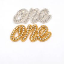 9.5x4.5cm Iron On Crystal Rhinestone Applique ONE Letter Design Used for Headbands,3 Pieces/Lot