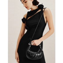 JWPEI Women's Woven Bag Solid Color Luxury Design Crossbody Women's Bag Genuine Leather Simple Retro Handbag