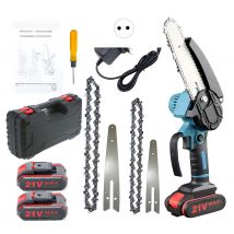 Mini motosega motosega portatile da 4 pollici 6 pollici con blocco di sicurezza 2 catene motosega elettrica a batteria ricaricabile da 21 V Co