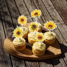 12/24 stücke Sonnenblumen thema Dessert Cupcake Topper Sommer Floral Kuchen Topper Hochzeit Mädchen Geburtstag Party Baby Dusche Kuchen Dekor
