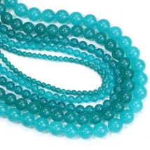 Smooth Amazonite Blue Chalcedony Round Loose Beads DIY Charms Bracelet Necklace for Jewelry Making Wholesale 1 Strip