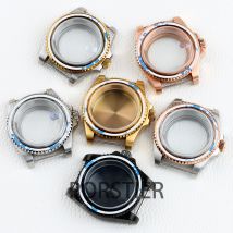 40mm NH35 Case No Bezel Insert Sapphire Glass Water Resistant Rose Gold Black Silver Watch Case for Sub NH34 NH35 NH36 movement