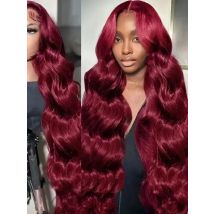 99j Burgundy 13x4 Body Wave Human Hair Lace Front Wigs 220 High Density Red Colored 13x6 Lace Full Frontal Wig for Women