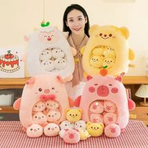 1PC Capibala Snack Pillow Kawaii Stuffed Creative Pudding Plushi A Bag of Plush Cute Capybara Piggy Doll Removable Set Kids Gift