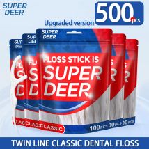 500 Stück Twin-Line Large Bag Zahnseide-Sticks – Reinigen Sie die Lücken zwischen den Zähnen – tragbare Einweg-Zahnseide für den Alltag