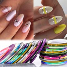 10Rolls 1/2/3mm Gold Silver Metallic Nail Striping Tape Line Shiny Adhesive Decals DIY Nail Tips Tape Nail Art Decoration Strips
