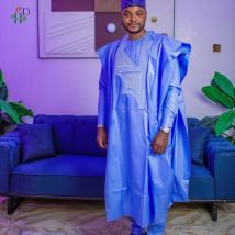 Afrikanische Kleidung Stickerei Blau Kleid Plus Größe Für Männer Elegante Party Hochzeit Thobe 3 PC Top und Hosen Anzüge Set Täglichen tragen 2025